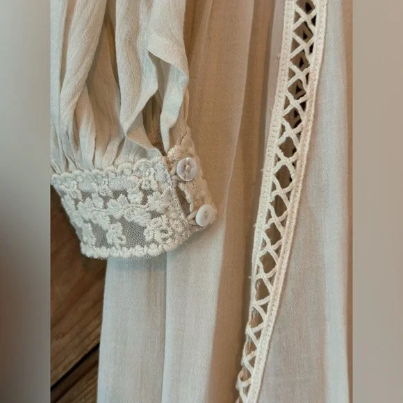 NWT Spell & the Gypsy Le Gauze Lace duster Small new off white dress wedding - Picture 11 of 17